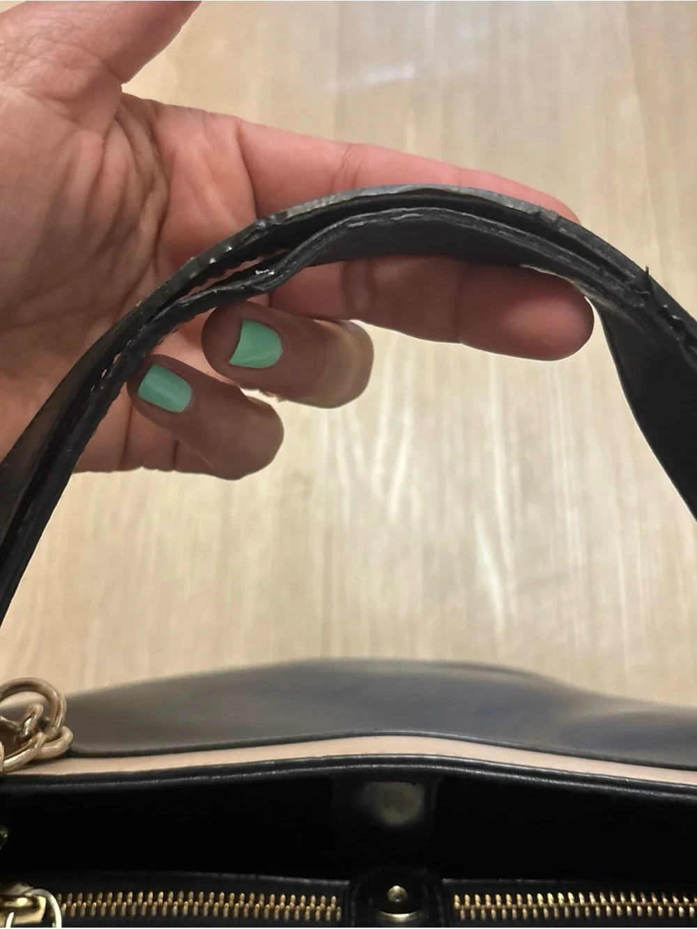 kate spade Black and Cream Leather Tote with Bow Accent